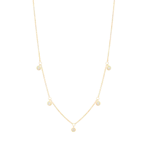 5 Diamonds Bezel Necklace - 14K Yellow Gold
