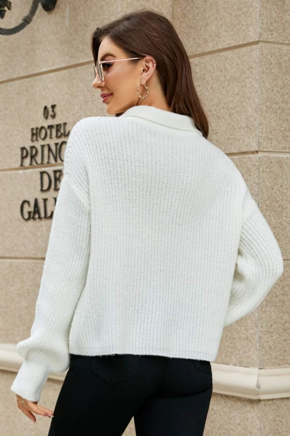 *App Exclusive* Collar Lantern Sleeve Sweater
