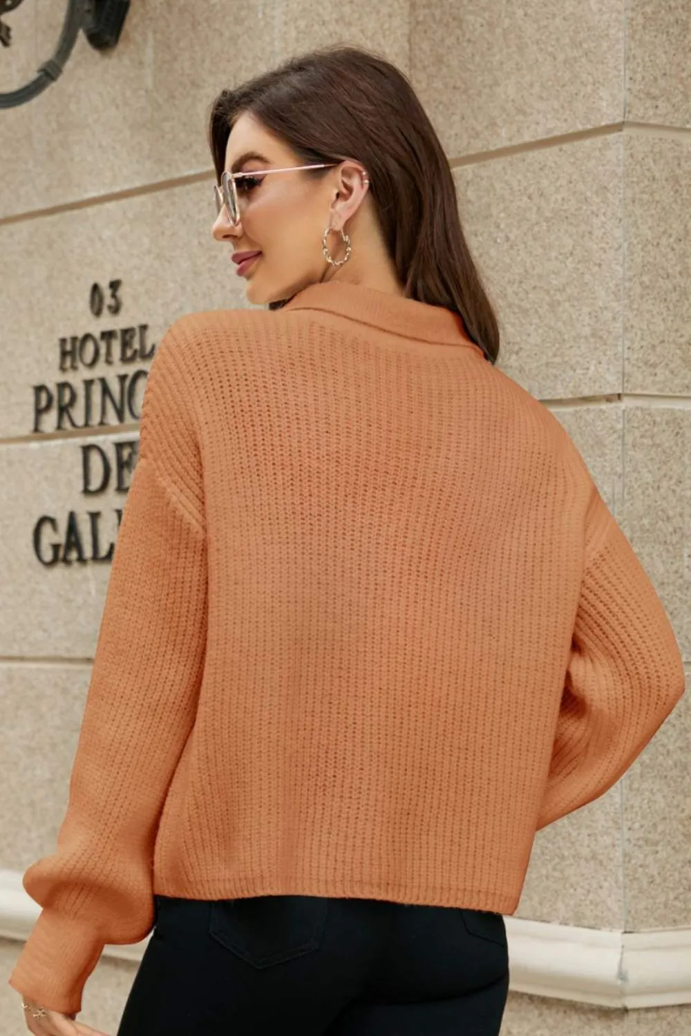 *App Exclusive* Collar Lantern Sleeve Sweater