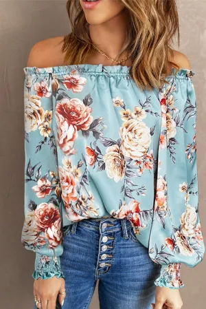 *APP EXCLUSIVE* Floral Cold Shoulder Lantern Sleeve Blouse