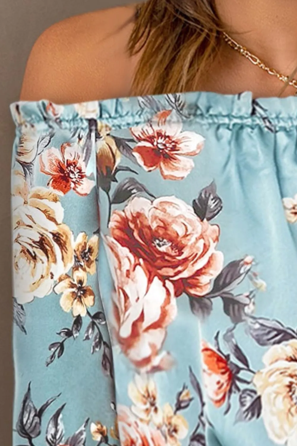*APP EXCLUSIVE* Floral Cold Shoulder Lantern Sleeve Blouse