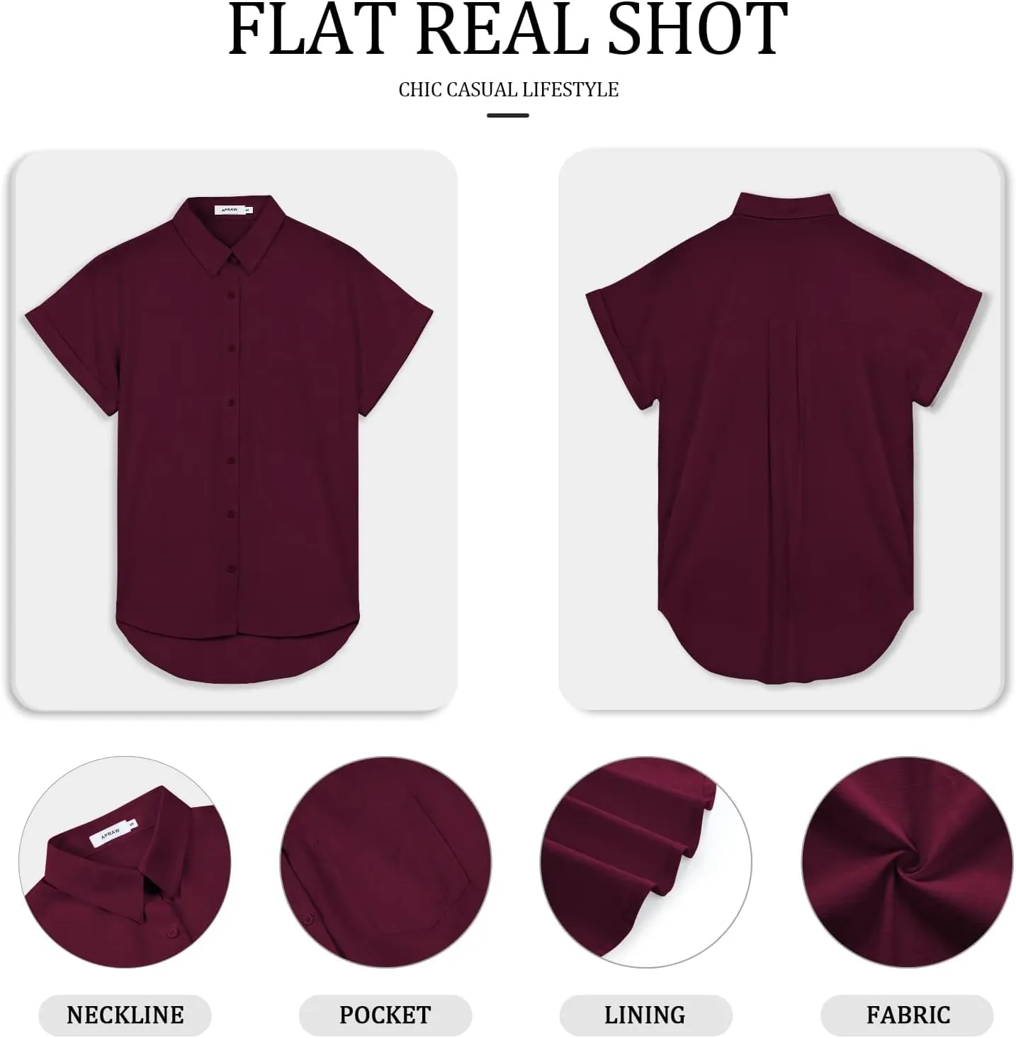 APRAW Womens Casual Button Down Short Sleeve Shirts 2025 Summer Fashion Cotton Linen Shirt Top Blouses with Pocket