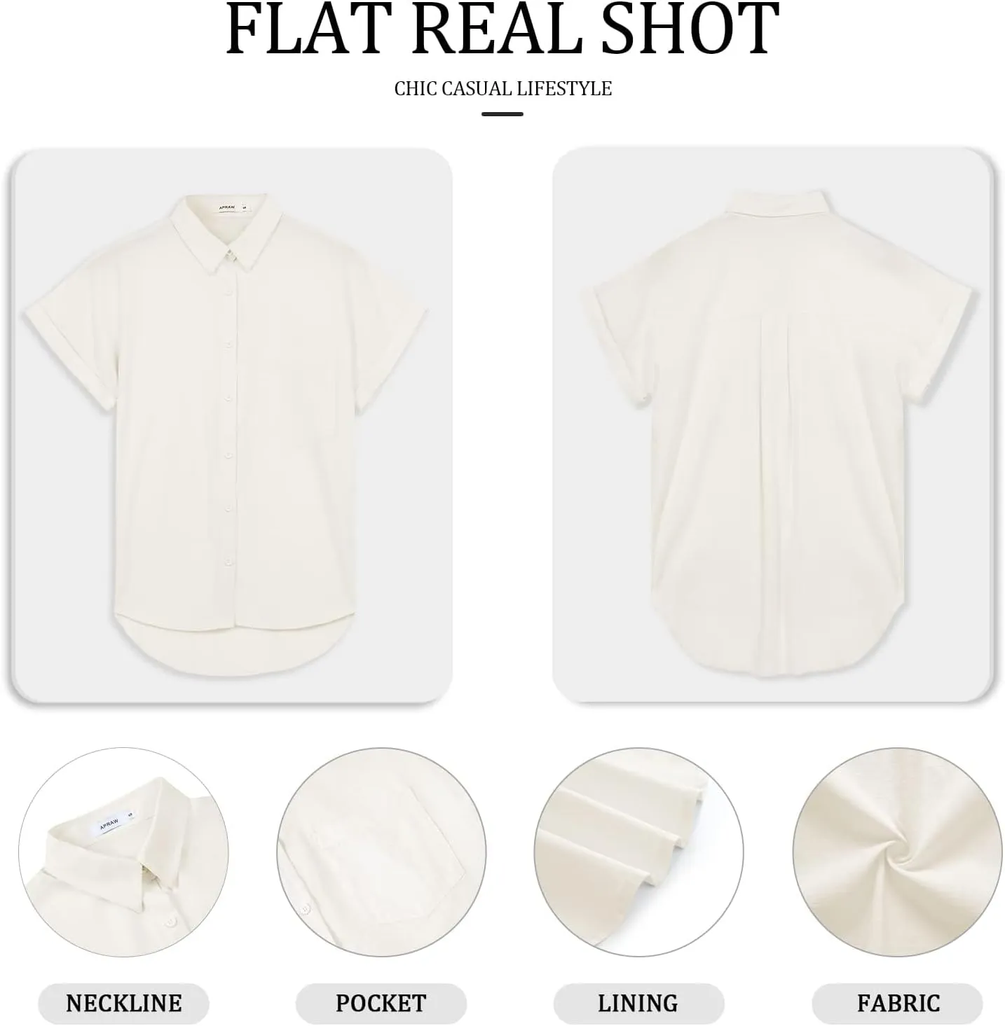 APRAW Womens Casual Button Down Short Sleeve Shirts 2025 Summer Fashion Cotton Linen Shirt Top Blouses with Pocket