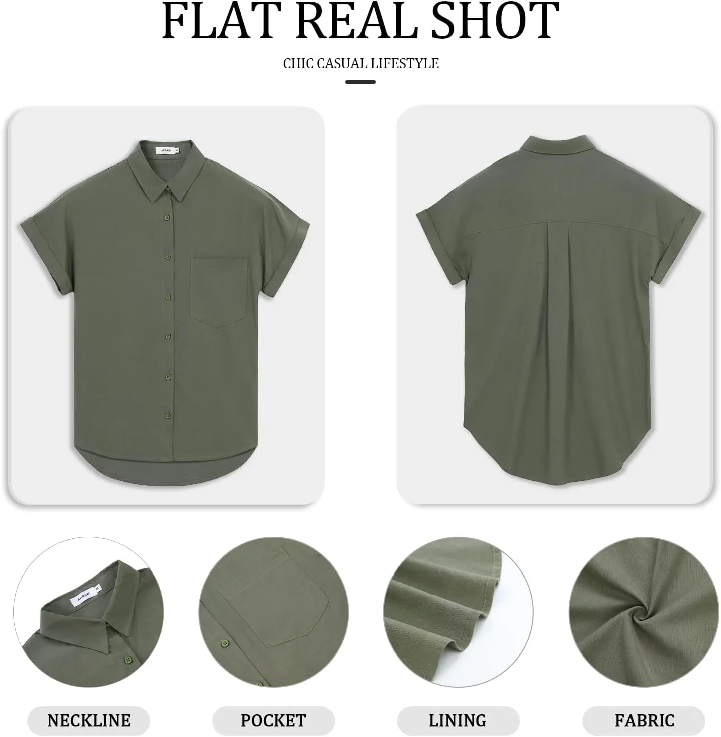APRAW Womens Casual Button Down Short Sleeve Shirts 2025 Summer Fashion Cotton Linen Shirt Top Blouses with Pocket