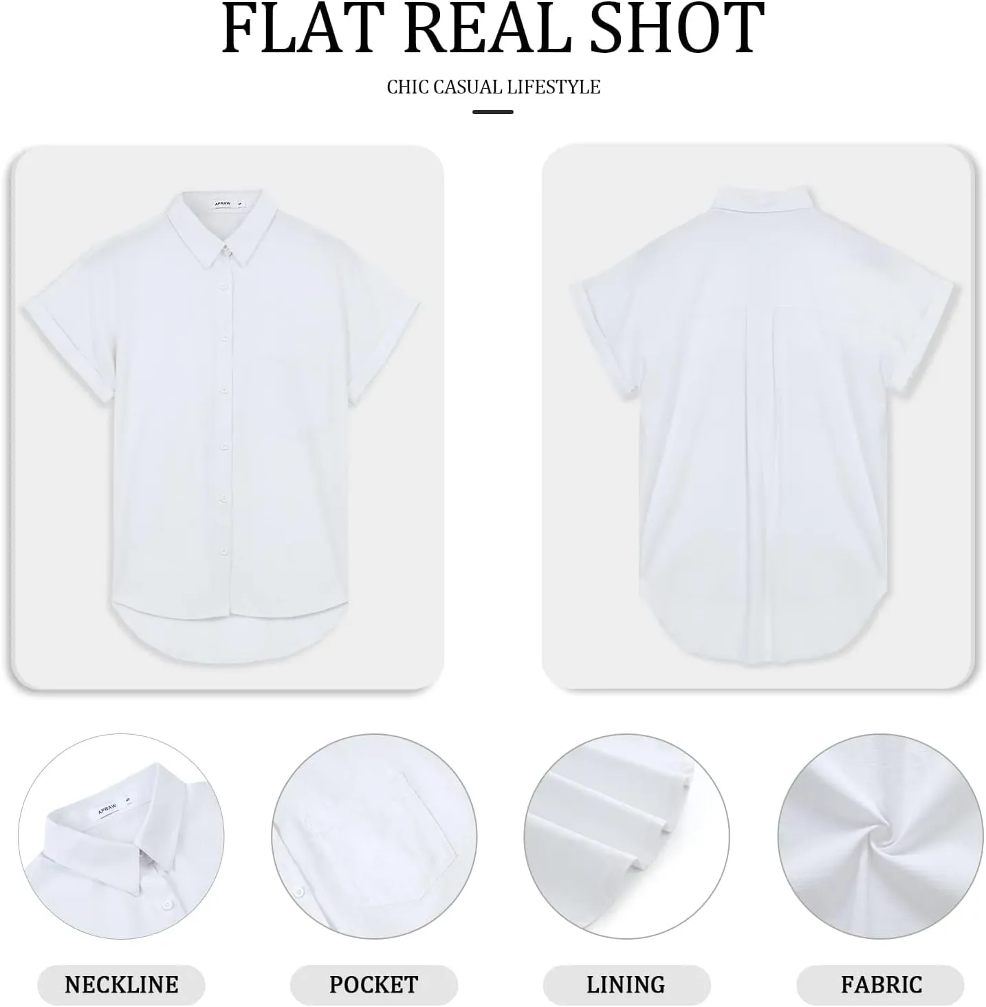 APRAW Womens Casual Button Down Short Sleeve Shirts 2025 Summer Fashion Cotton Linen Shirt Top Blouses with Pocket
