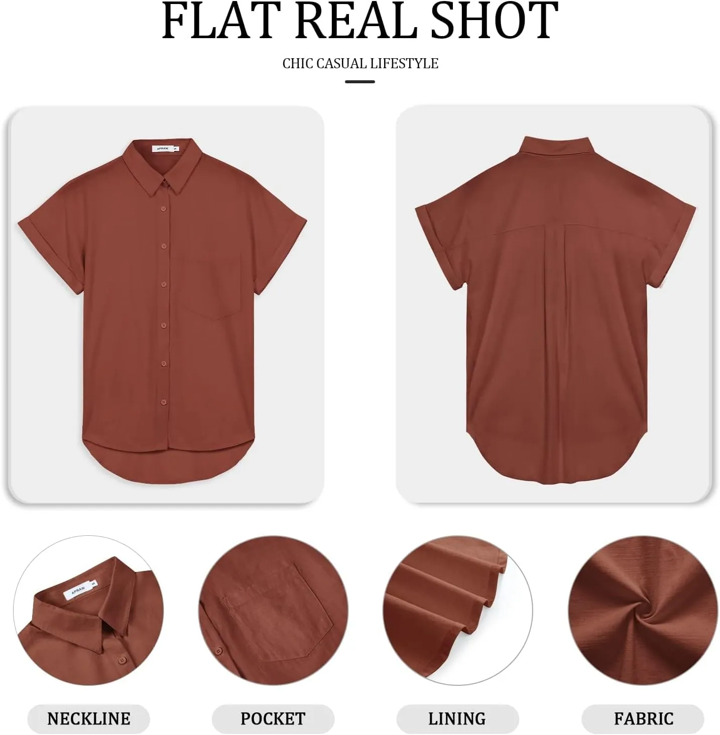 APRAW Womens Casual Button Down Short Sleeve Shirts 2025 Summer Fashion Cotton Linen Shirt Top Blouses with Pocket