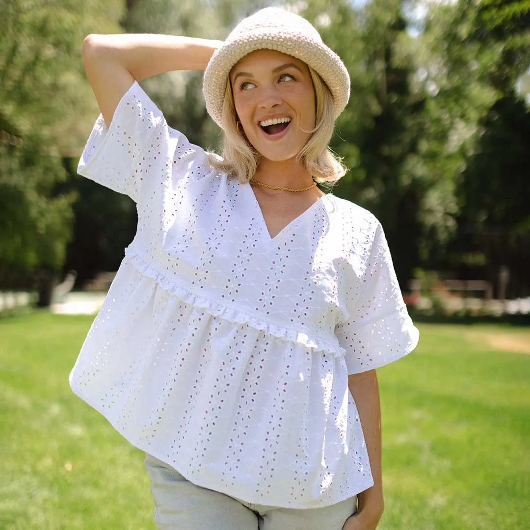 Baby Doll Blouse, White