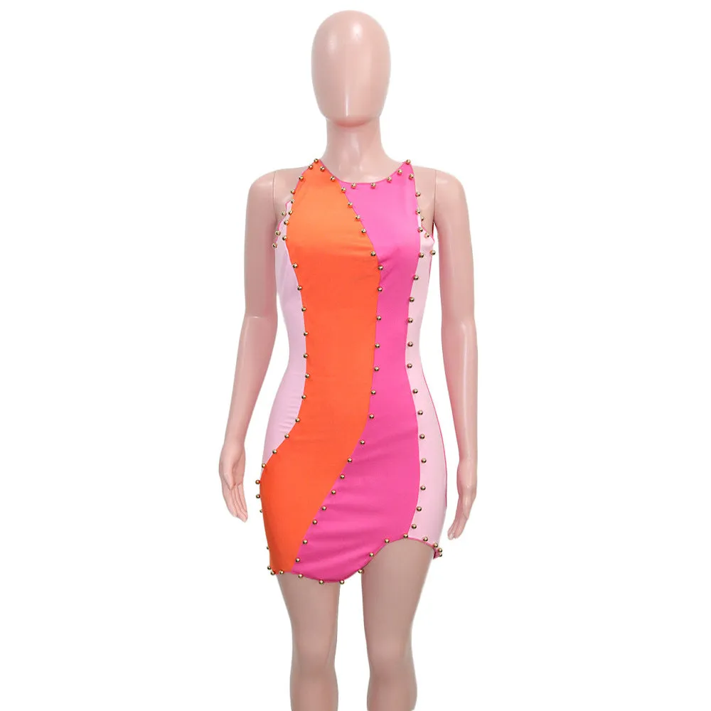 Beaded Sleeveless Irregular Dress（AY2212）