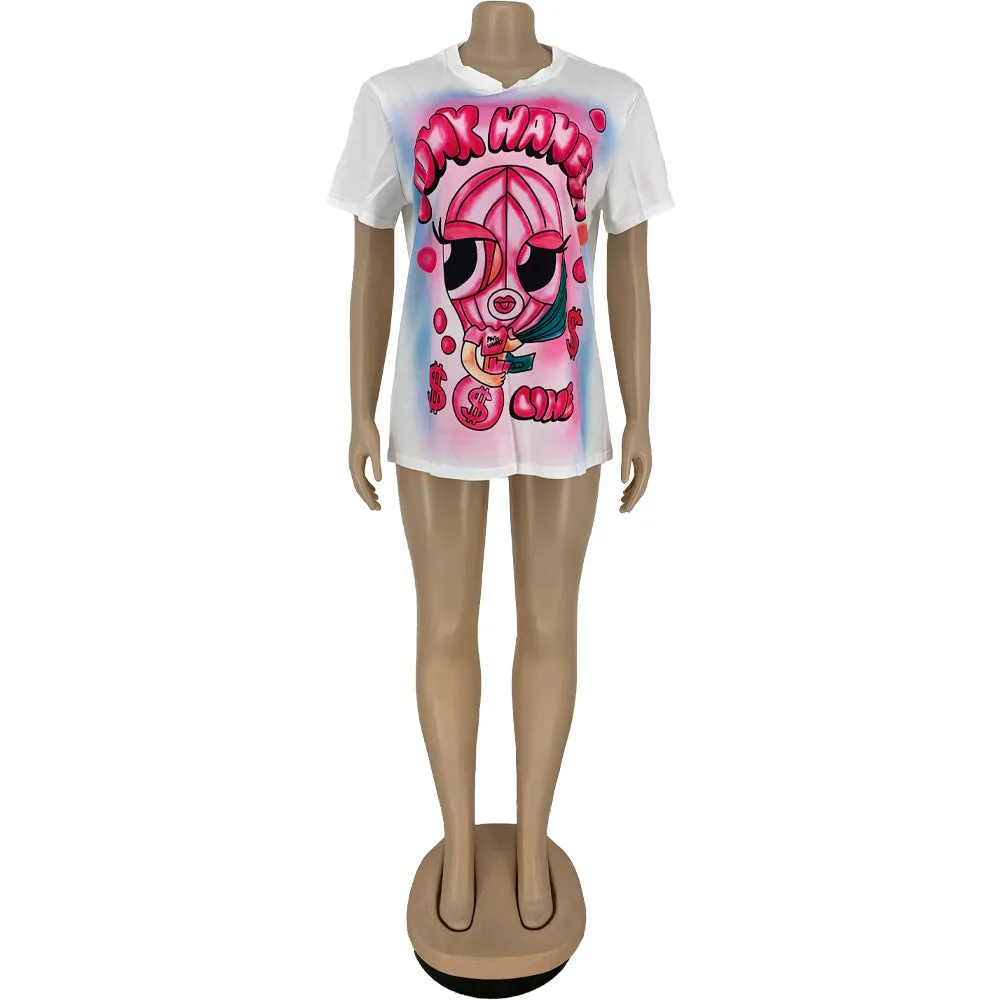 Cartoon print T-shirt top（AY1643）