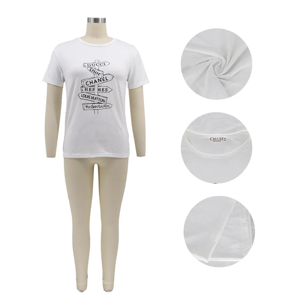 Casual Letter Print Short Sleeve T-Shirt（AY1763）