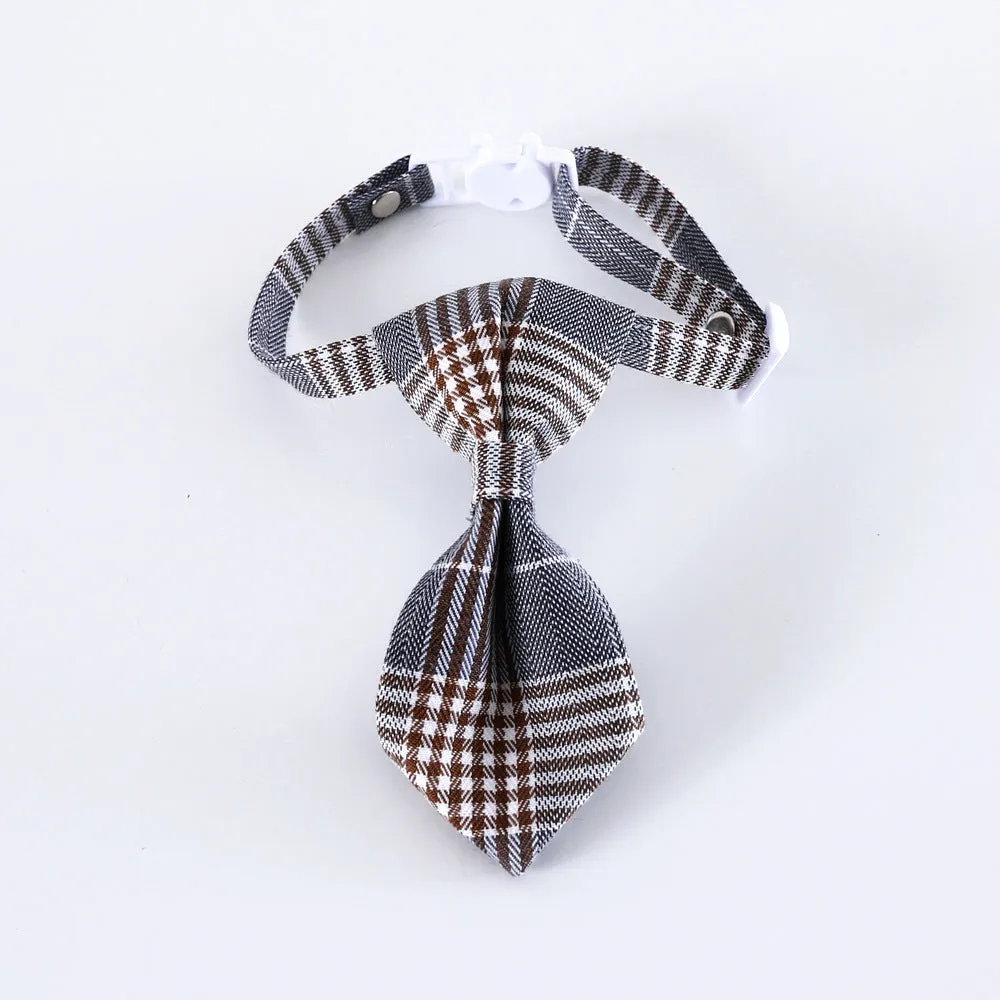 Cat Formal Neck Tie - Grey Plaid