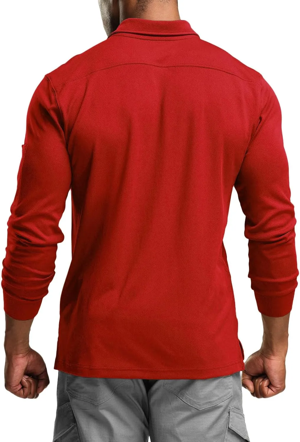 CQR Men's Polo Shirt, Long Sleeve Tactical Shirts, Outdoor UPF 50  Pique Shirt, Dry Fit Lightweight Golf Shirts