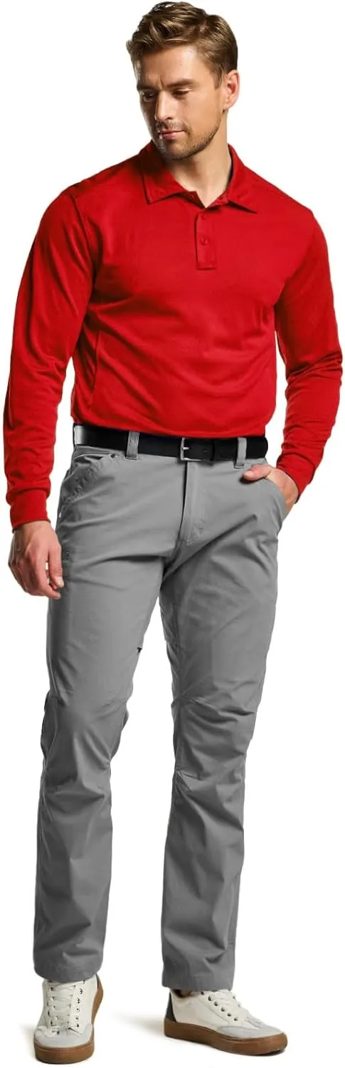 CQR Men's Polo Shirt, Long Sleeve Tactical Shirts, Outdoor UPF 50  Pique Shirt, Dry Fit Lightweight Golf Shirts