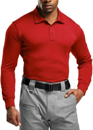 CQR Men's Polo Shirt, Long Sleeve Tactical Shirts, Outdoor UPF 50  Pique Shirt, Dry Fit Lightweight Golf Shirts