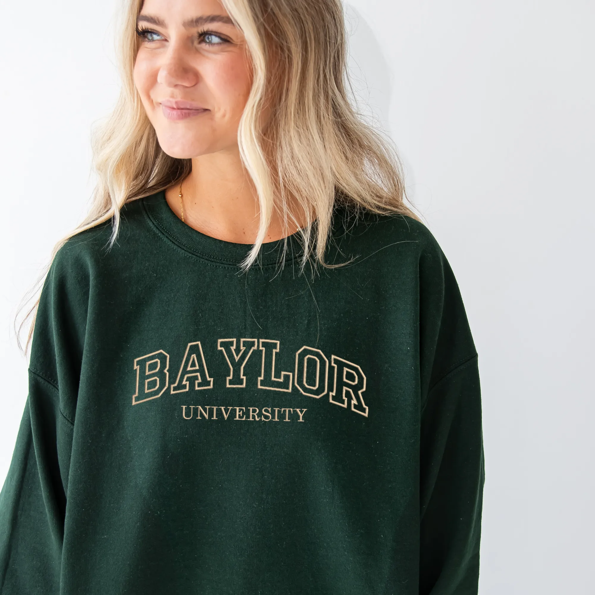 Custom College Athletic Block Embroidered Gemma Crewneck Sweatshirt