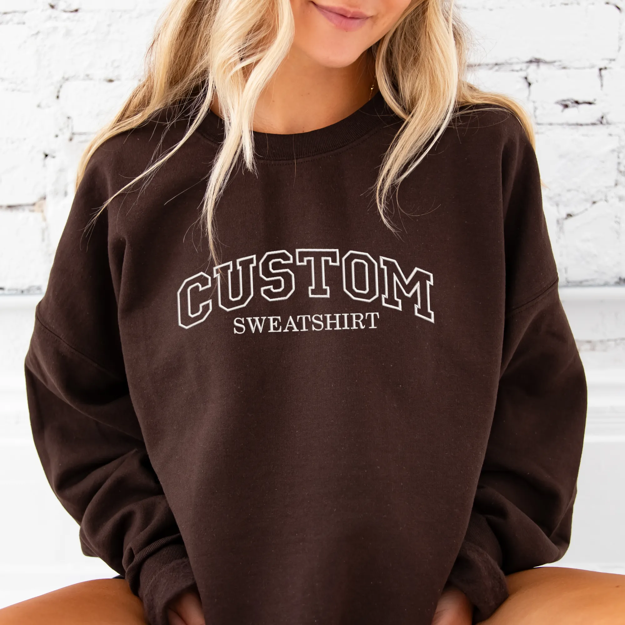 Custom College Athletic Block Embroidered Gemma Crewneck Sweatshirt