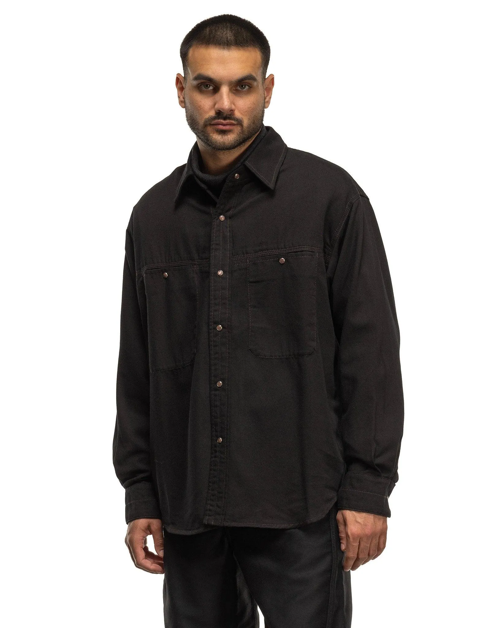 Denim Shirt With Snaps Black