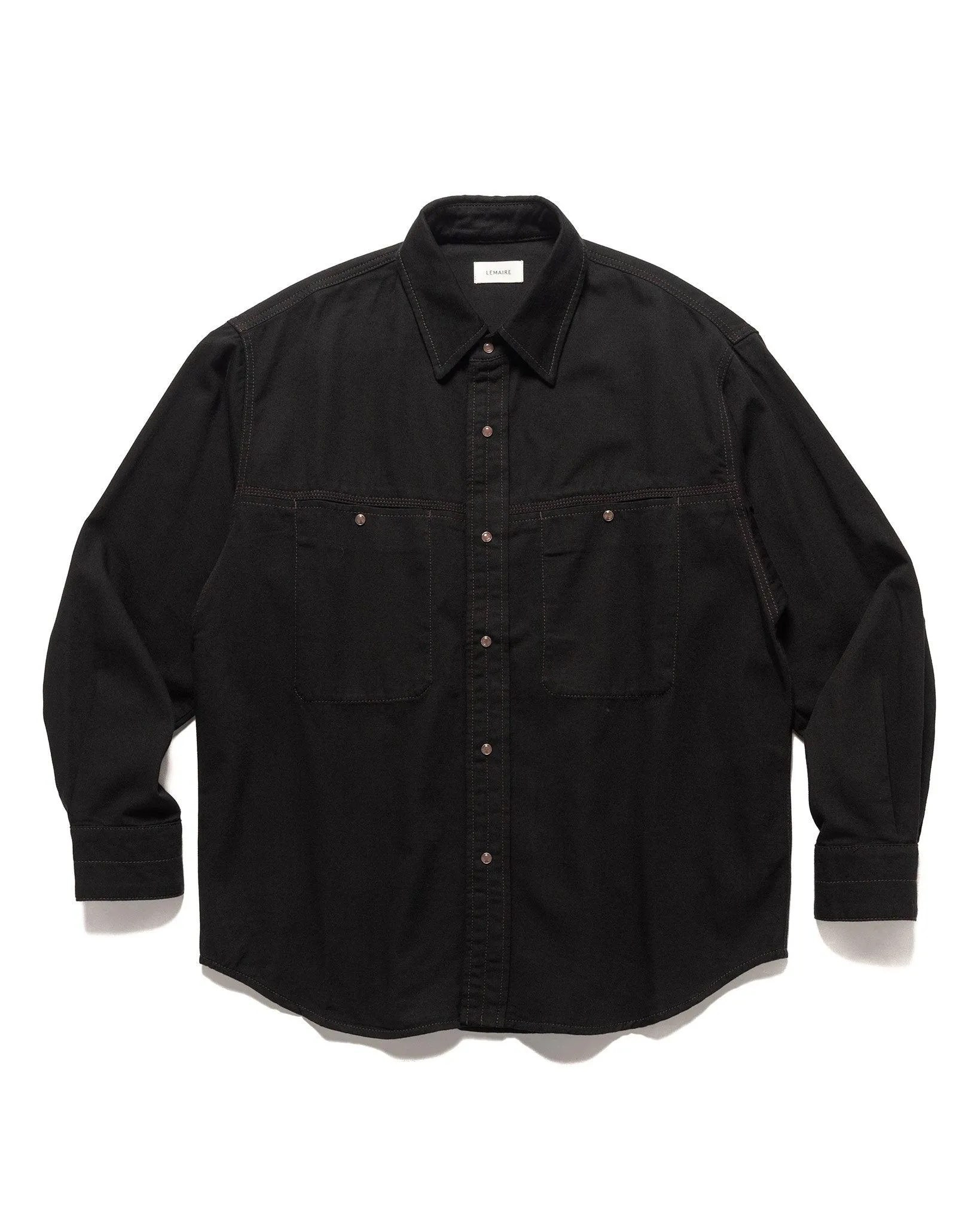 Denim Shirt With Snaps Black