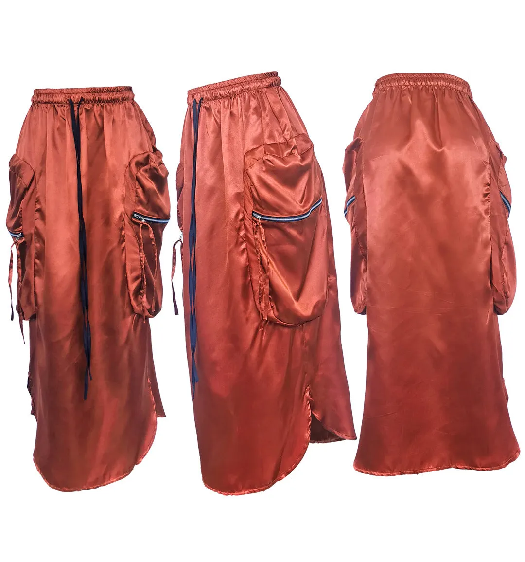 Elastic Waist Big Pocket Loose One Step Skirt（AY2314)