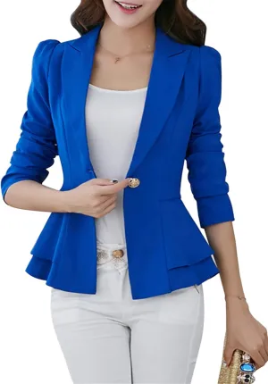 FLITAY Womens Long Sleeve Solid Color Blazer Open Front Work Loose Blazer Jacket