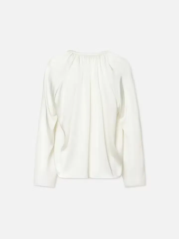 Frame V-Neck Shirred Blouse
