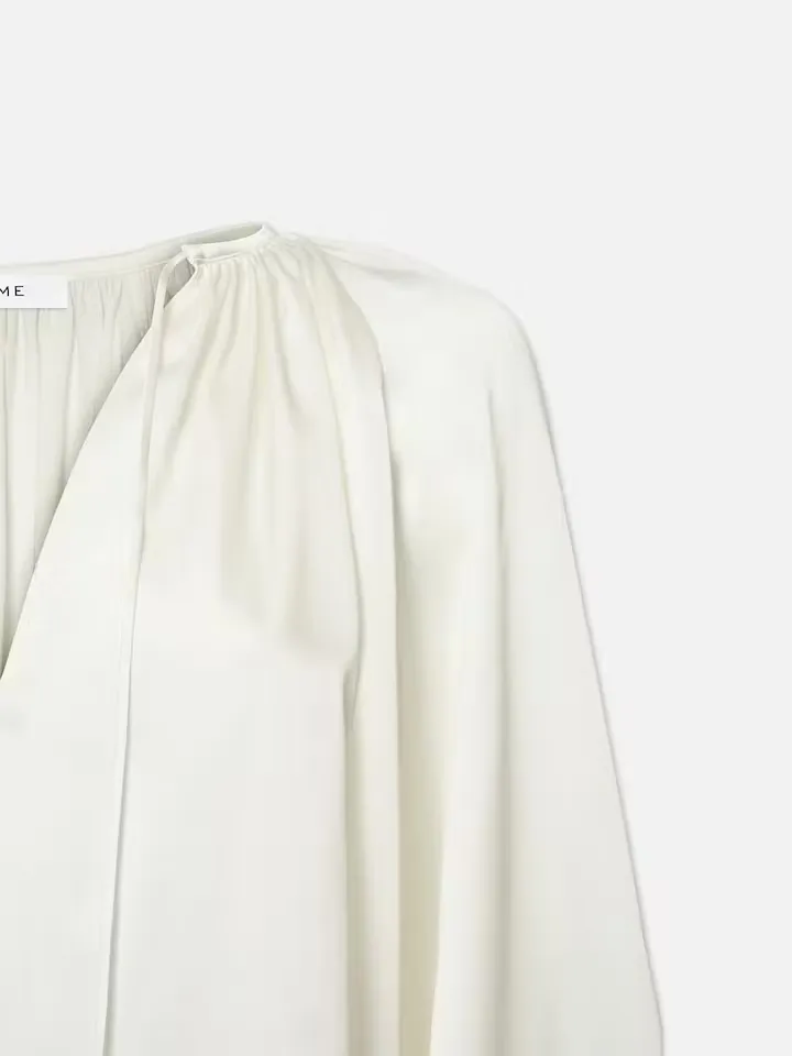 Frame V-Neck Shirred Blouse