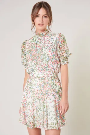 Garden State Keepsake Smocked Mock Neck Blouse