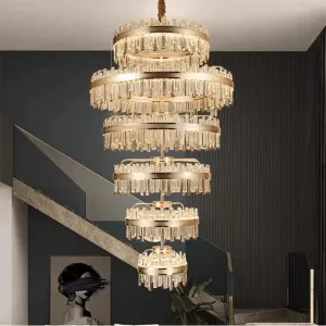 Glimmering Helix Clear Finish Double Height Chandelier (XQ-CR001)