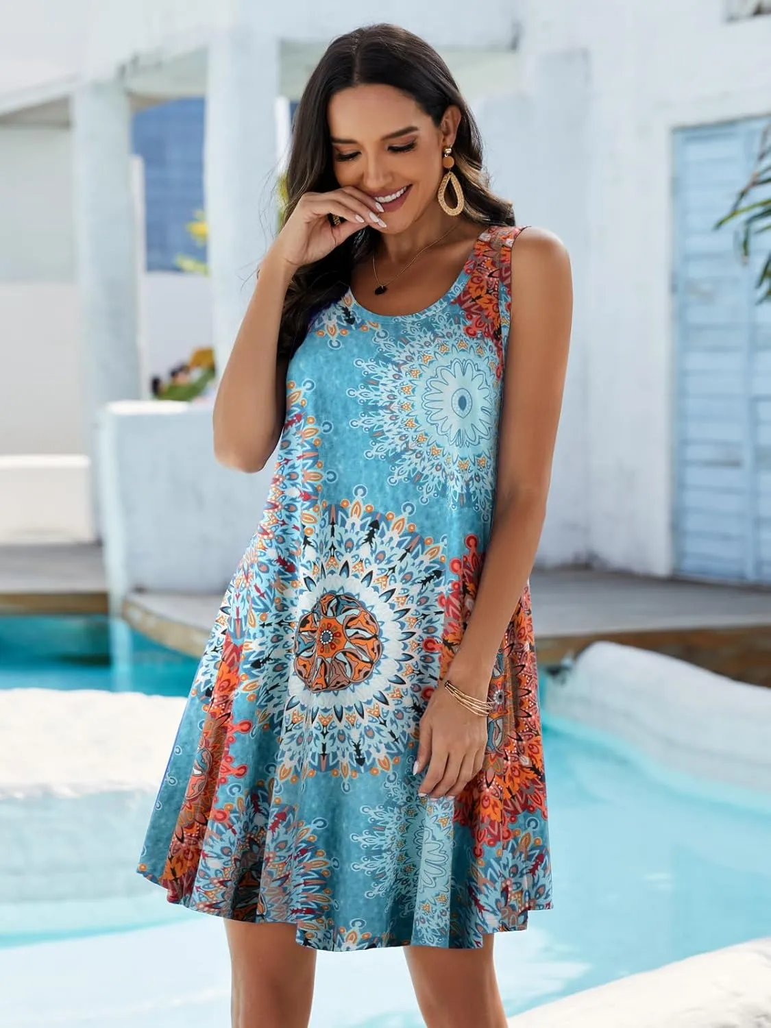 JollieLovin Women Summer Sundress Plus Size Tank Sleeveless T-Shirt Dress Beach Swing Loose Fit Casual