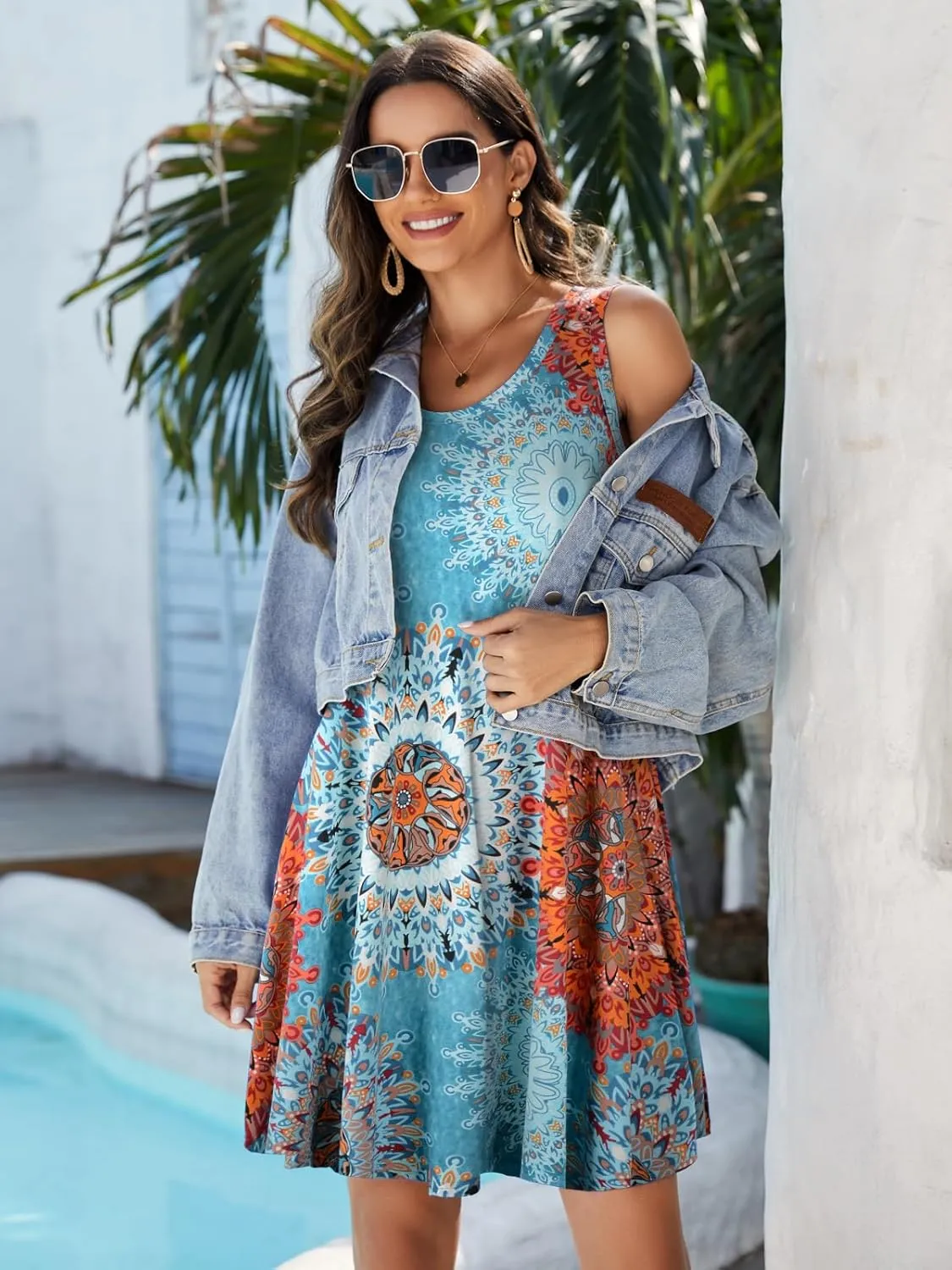 JollieLovin Women Summer Sundress Plus Size Tank Sleeveless T-Shirt Dress Beach Swing Loose Fit Casual