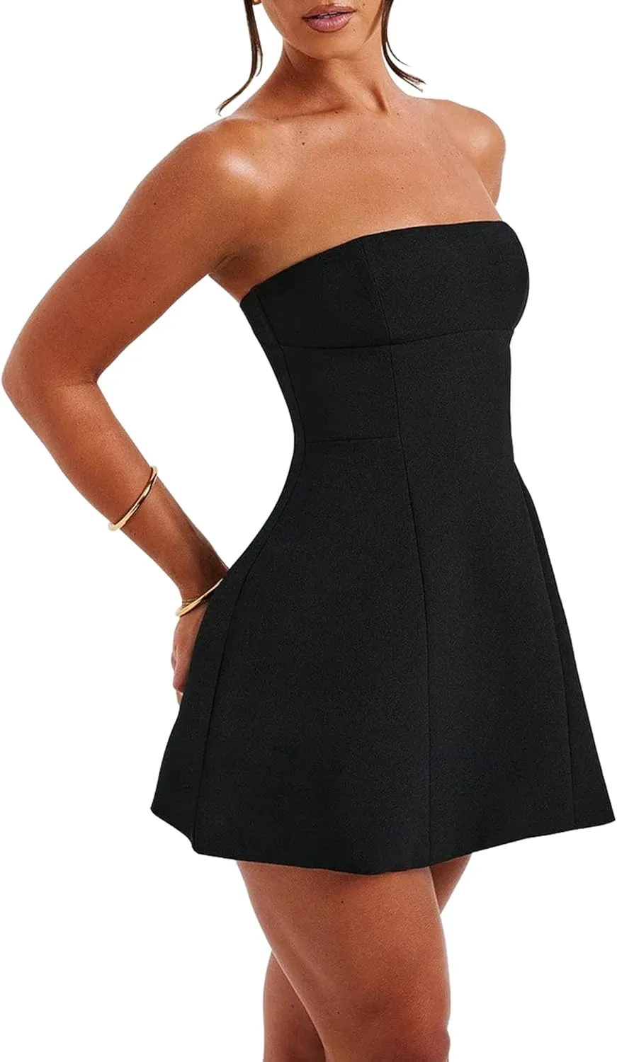 LuFeng Women's Sexy Strapless Backless Tube Top Bodycon Dress Sleeveless Cute A Line Mini Dresses