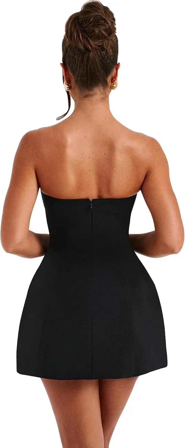 LuFeng Women's Sexy Strapless Backless Tube Top Bodycon Dress Sleeveless Cute A Line Mini Dresses