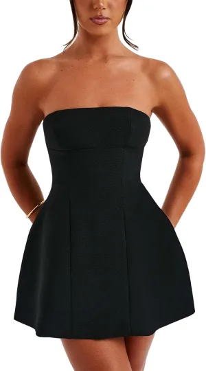 LuFeng Women's Sexy Strapless Backless Tube Top Bodycon Dress Sleeveless Cute A Line Mini Dresses