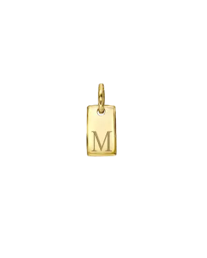 Mini Dog Tag Charm - 14K Yellow Gold