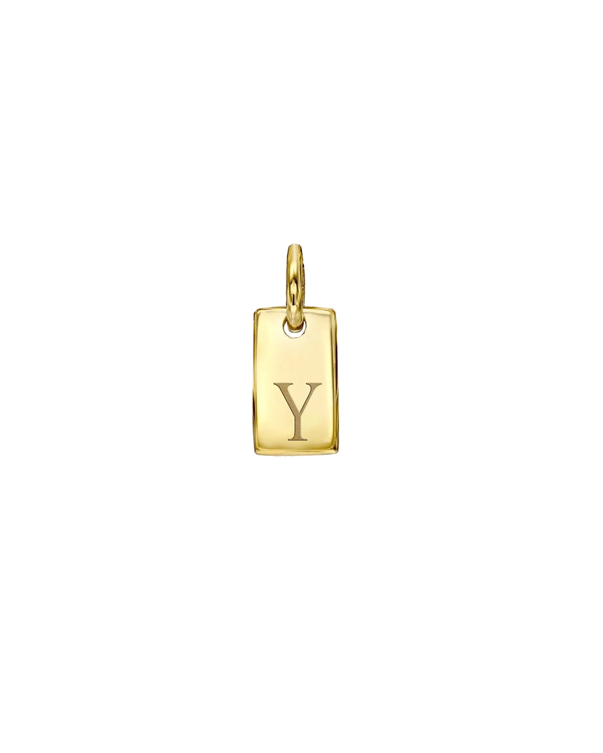 Mini Dog Tag Charm - 14K Yellow Gold
