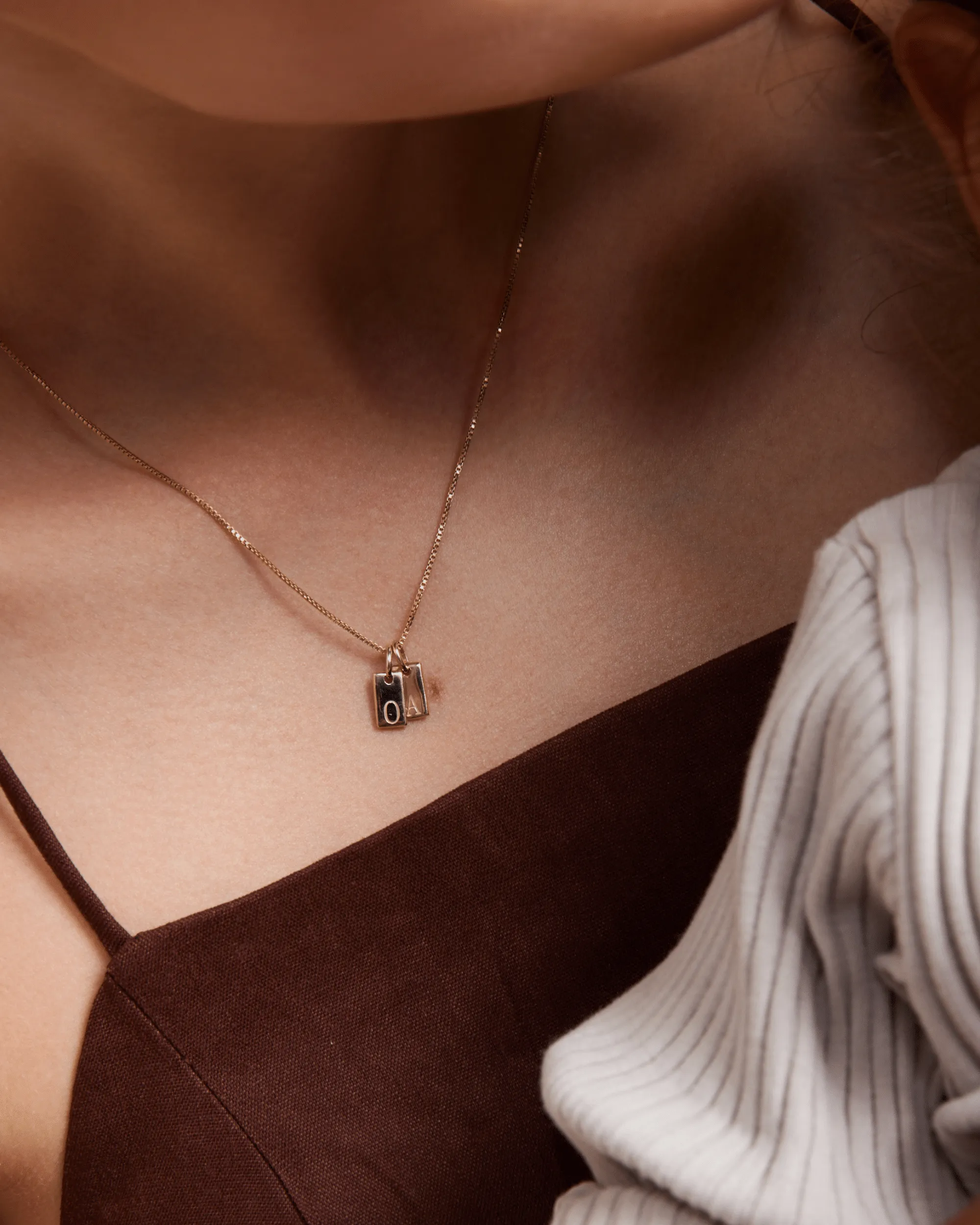 Mini Dog Tag Charm - 14K Yellow Gold