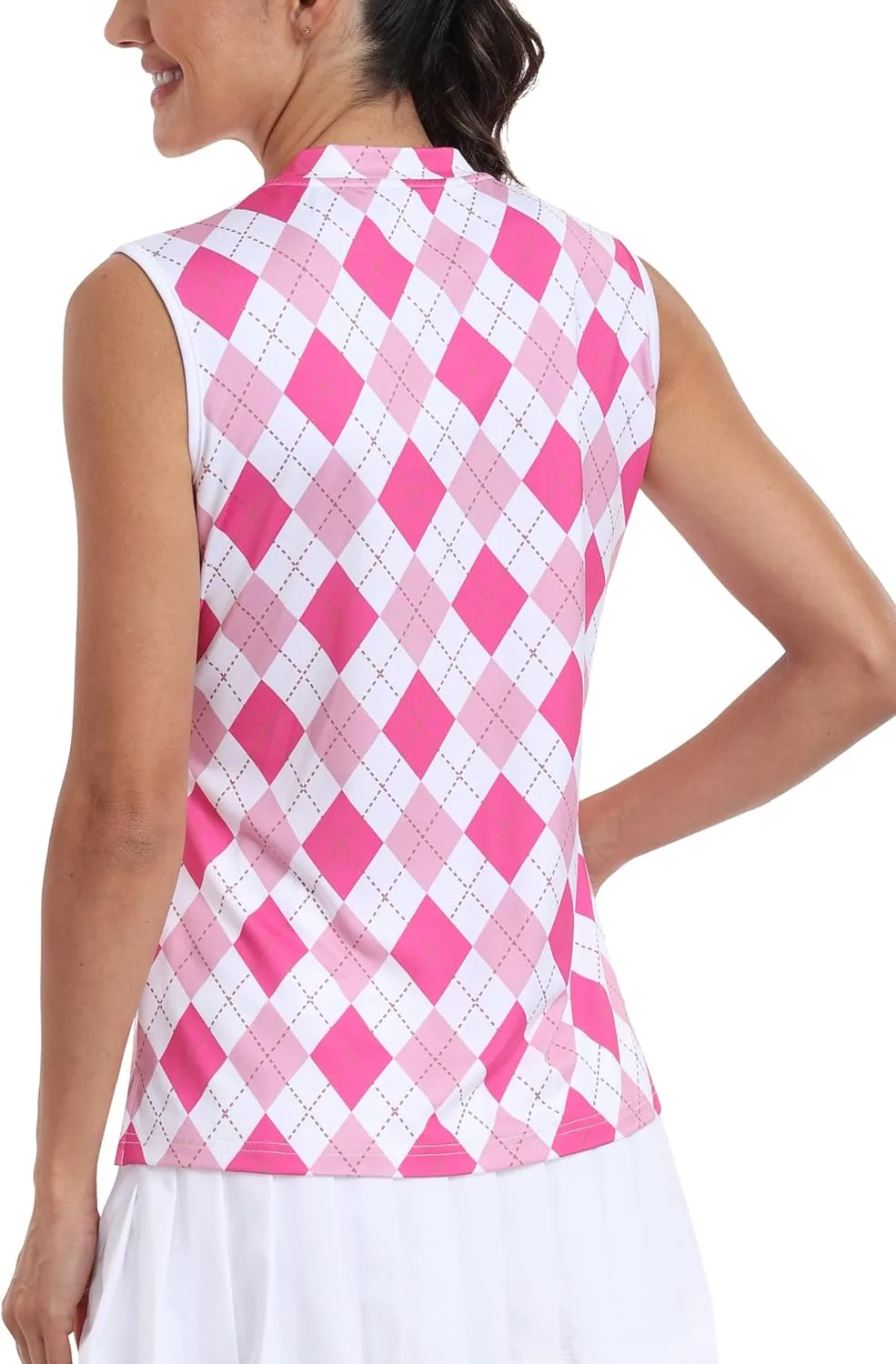 MoFiz Women's Sleeveless Golf Polo Tennis Shirts 1/4 Zip Quick Dry Lightweight Athletic Tank Tops for Running Workout