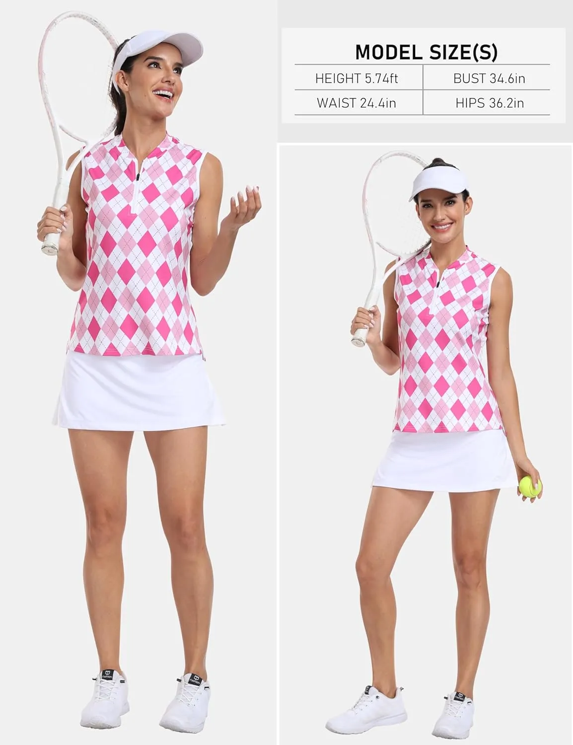 MoFiz Women's Sleeveless Golf Polo Tennis Shirts 1/4 Zip Quick Dry Lightweight Athletic Tank Tops for Running Workout