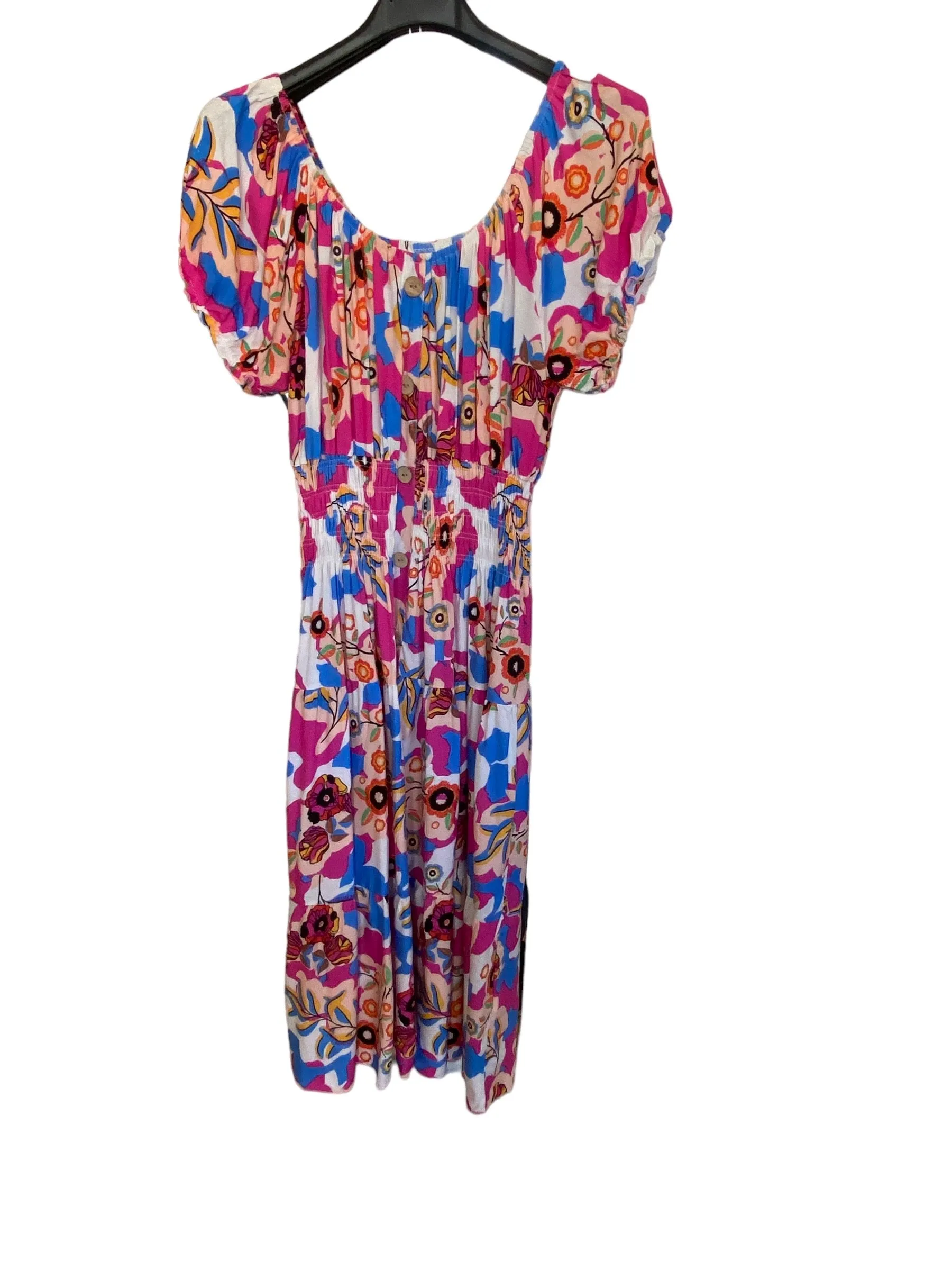 New Retro Flower Print Midi Dress (3 Colours)