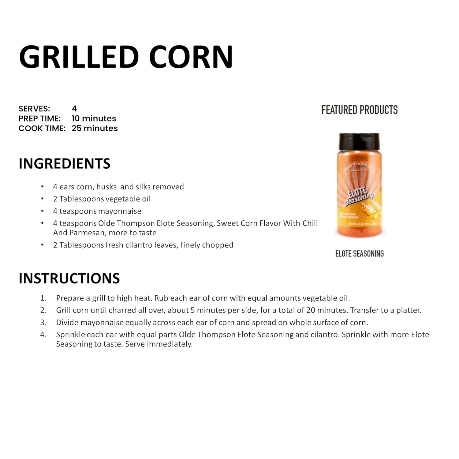 Olde Thompson Elote Seasoning, Sweet Corn Flavor with Chili And Parmesan, 6.4 Ounce