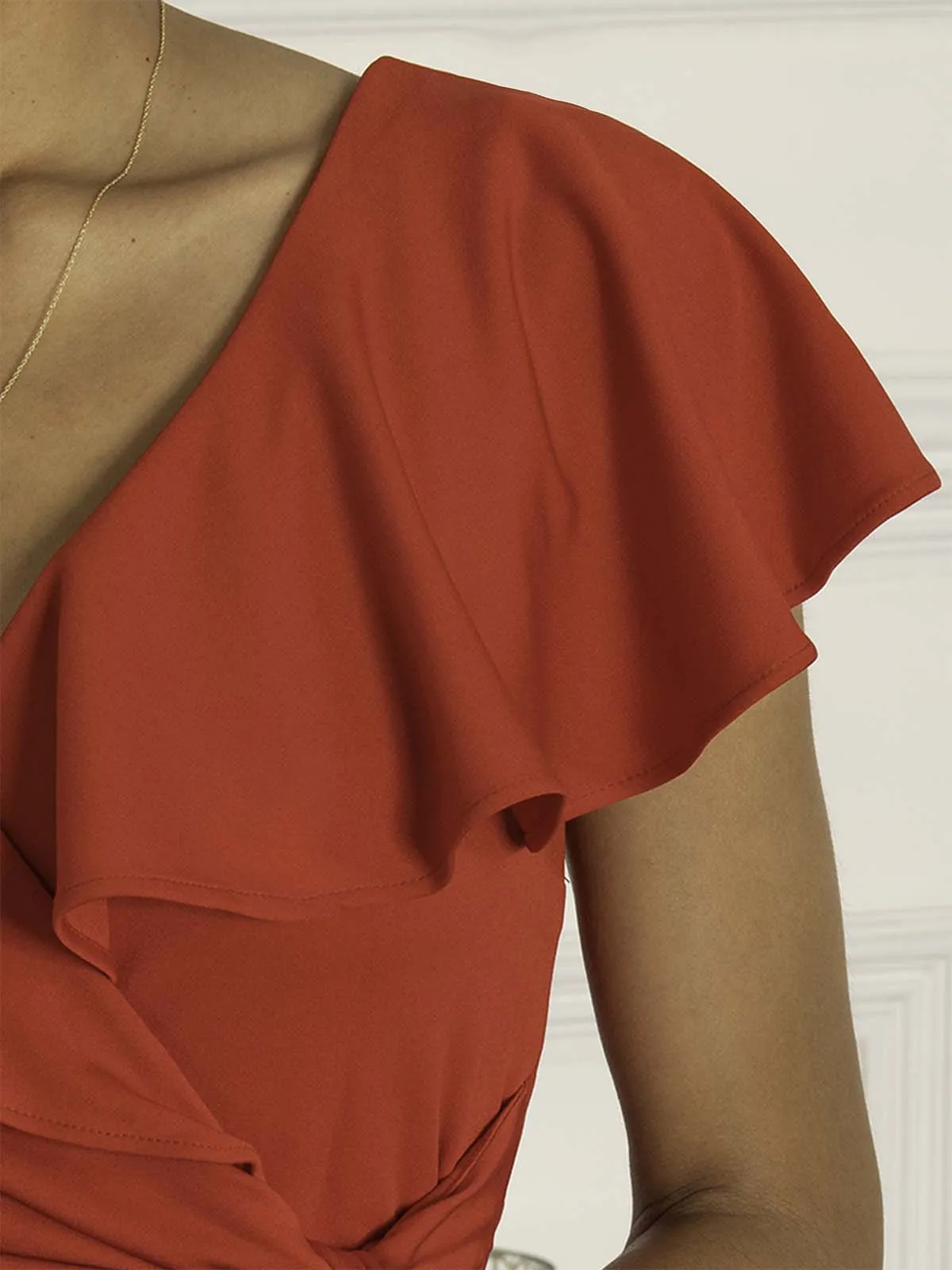 Priya Frill Dipped Hem Dress, Red