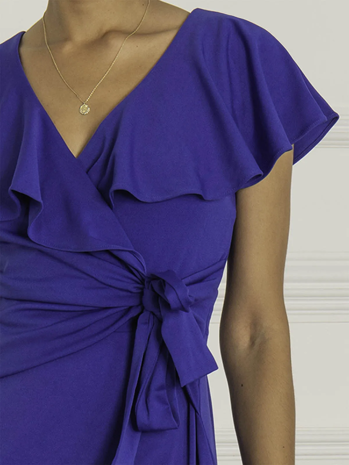 Priya Frill Dipped Hem Dress, Royal Blue