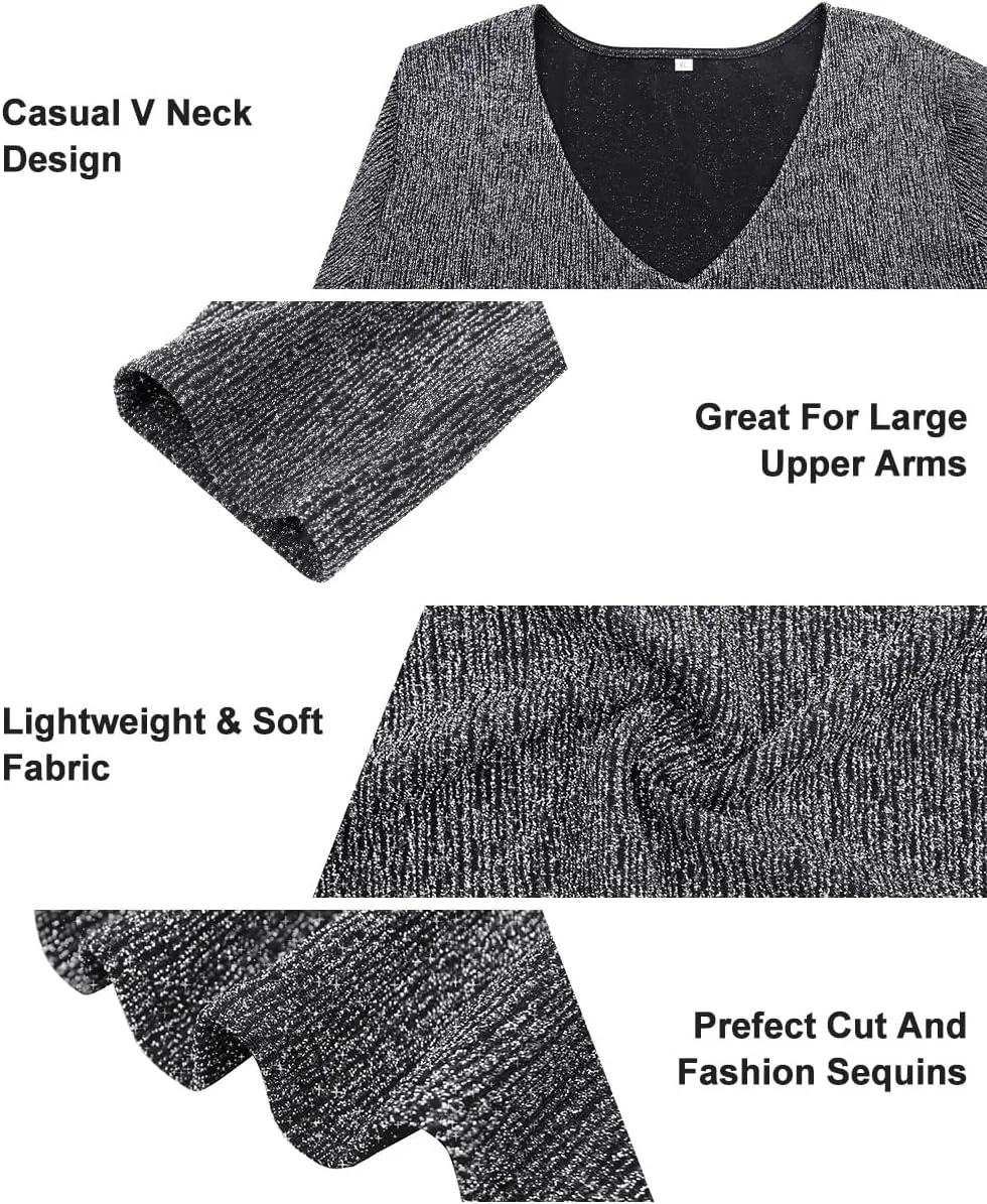 RITERA Womens Plus Size Tops Long Sleeve Shirts V Neck Tunics Fall Casual Pullover Loose Fit Basic Tshirt XL-5XL 14W-28W