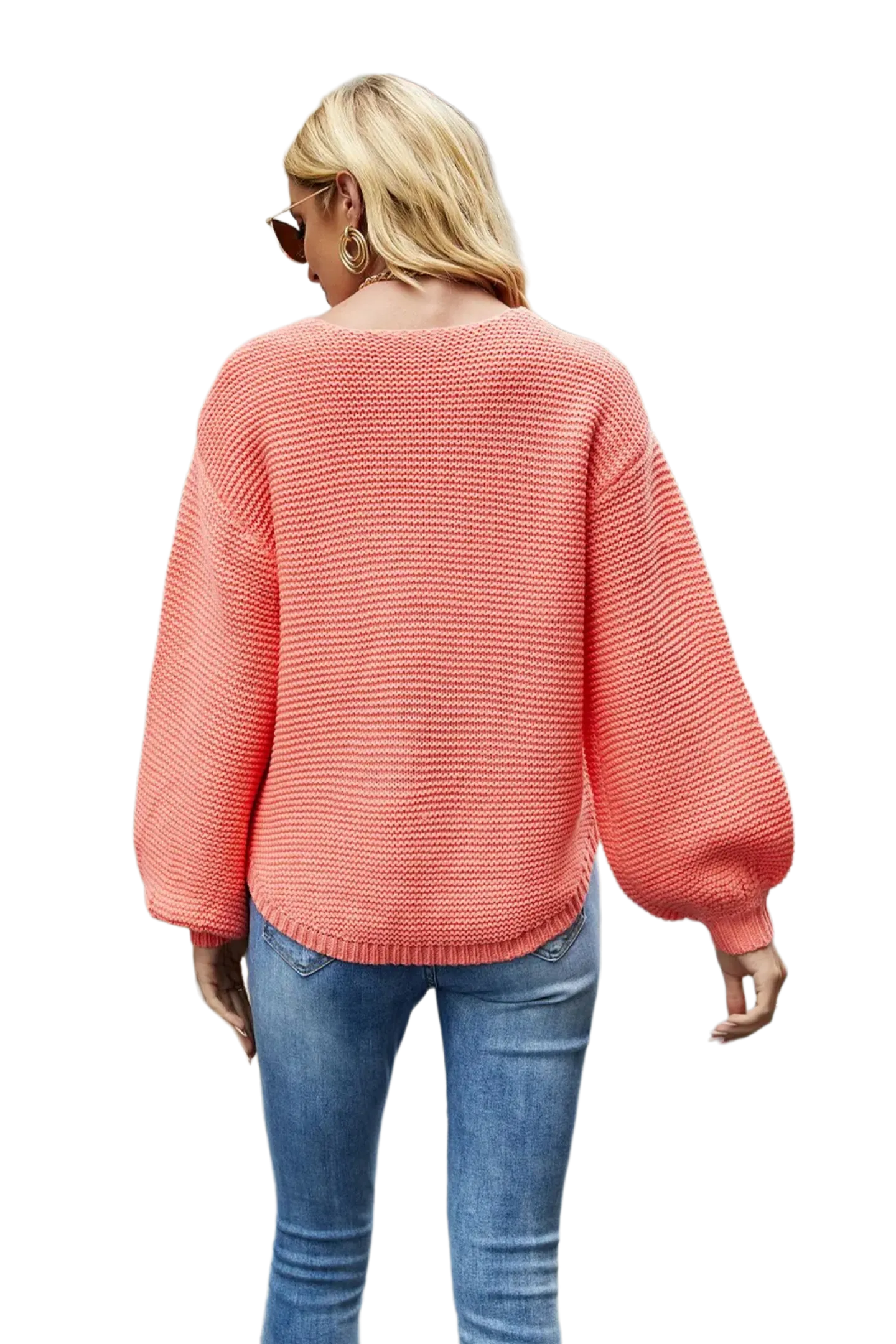 Round Neck Lantern Sleeve Sweater