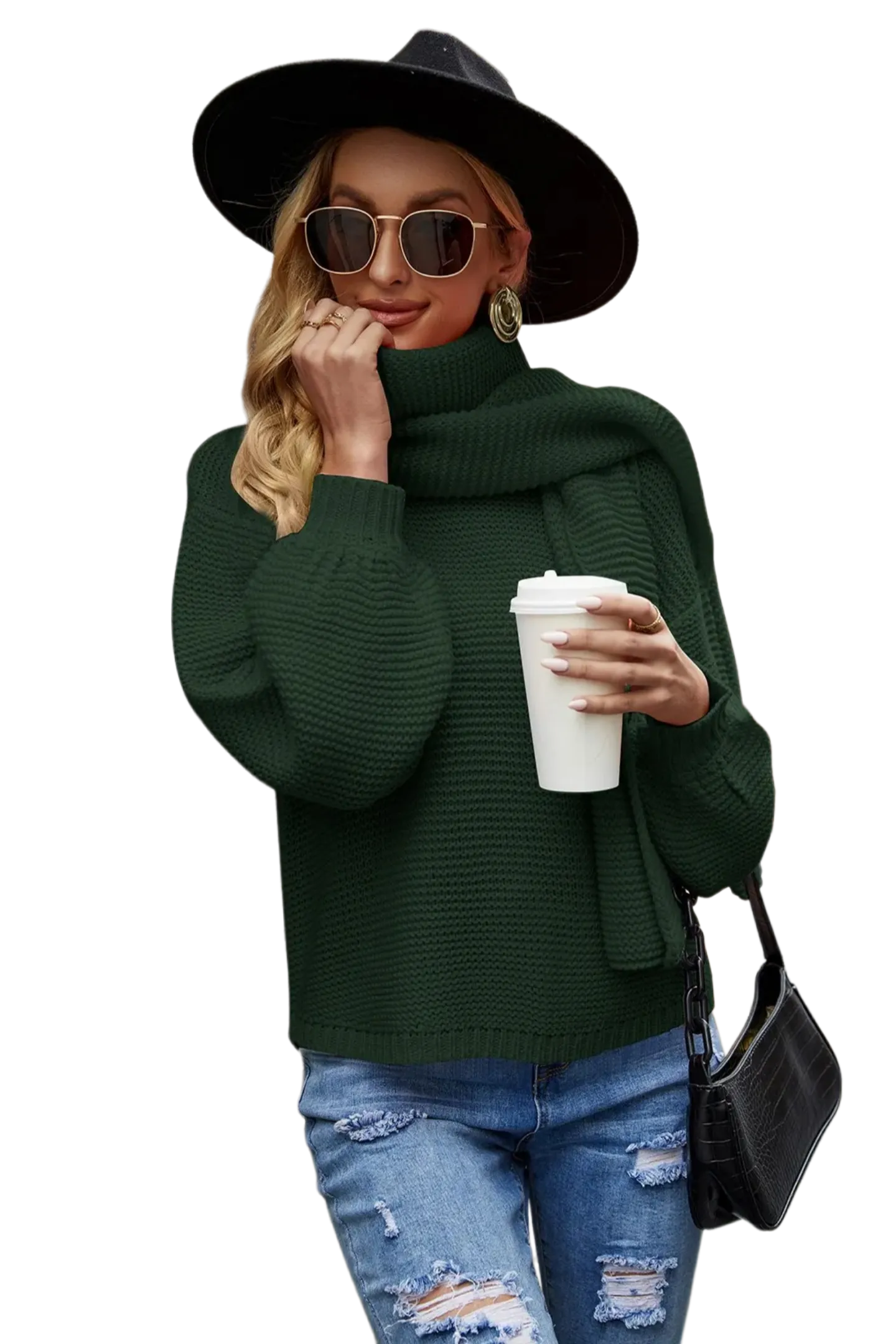 Round Neck Lantern Sleeve Sweater