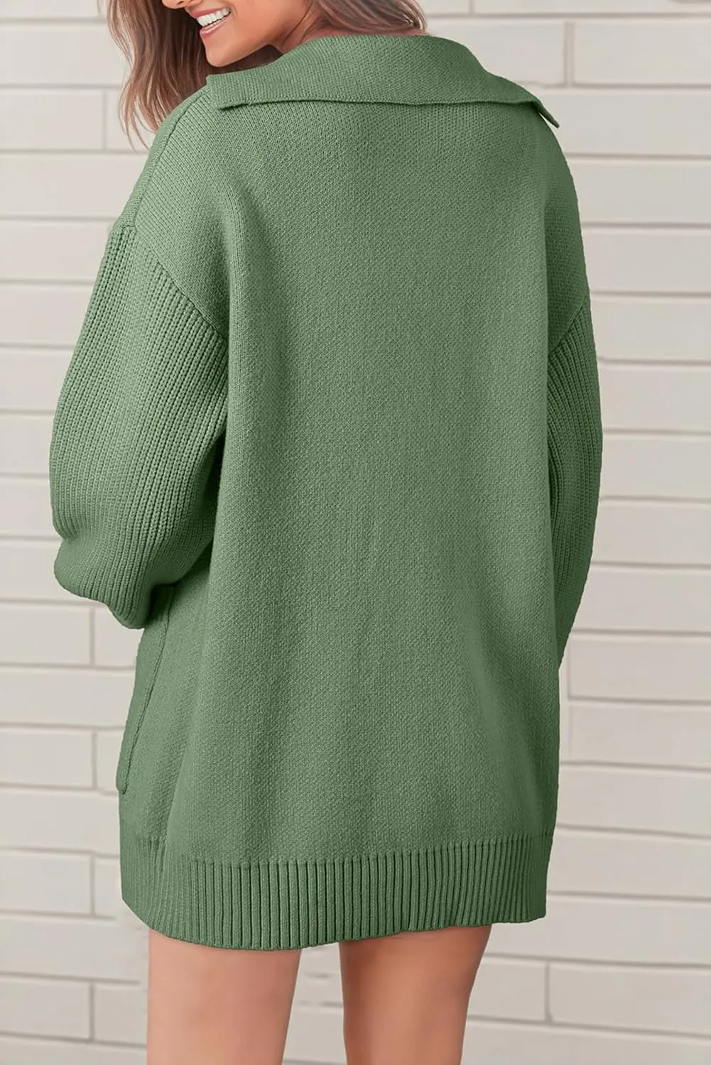 SHEWIN Women Open Front Knit Sweater Button Casual Long Sleeve V Neck Cardigan