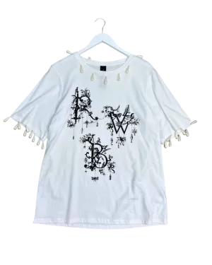 Size L - Romance Was Born White Pearl Drops T-shirt