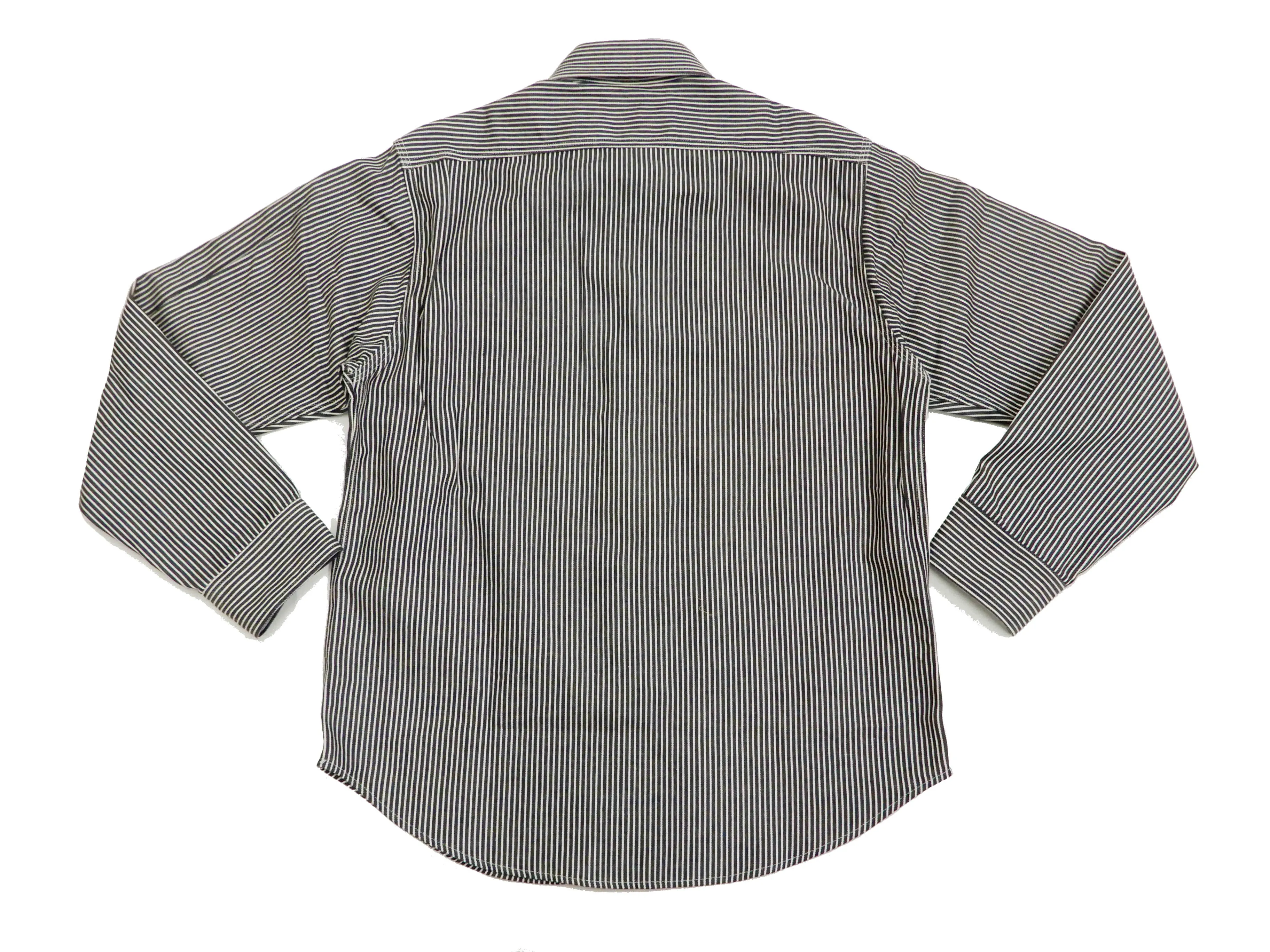 Sugar Cane Hickory Stripe Work Shirt Men's Casual Long Sleeve Button Up Shirt SC27853 Black
