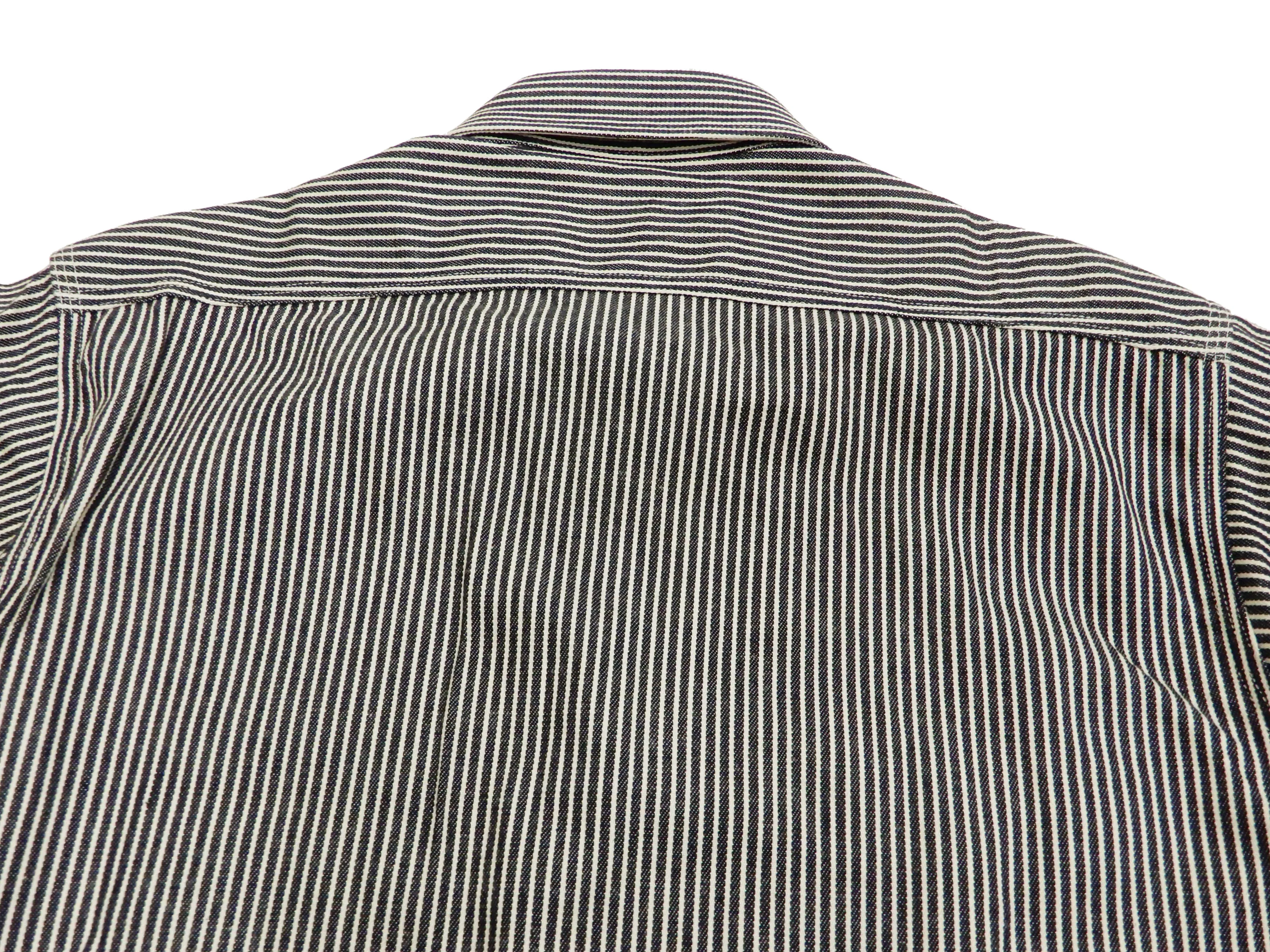 Sugar Cane Hickory Stripe Work Shirt Men's Casual Long Sleeve Button Up Shirt SC27853 Black
