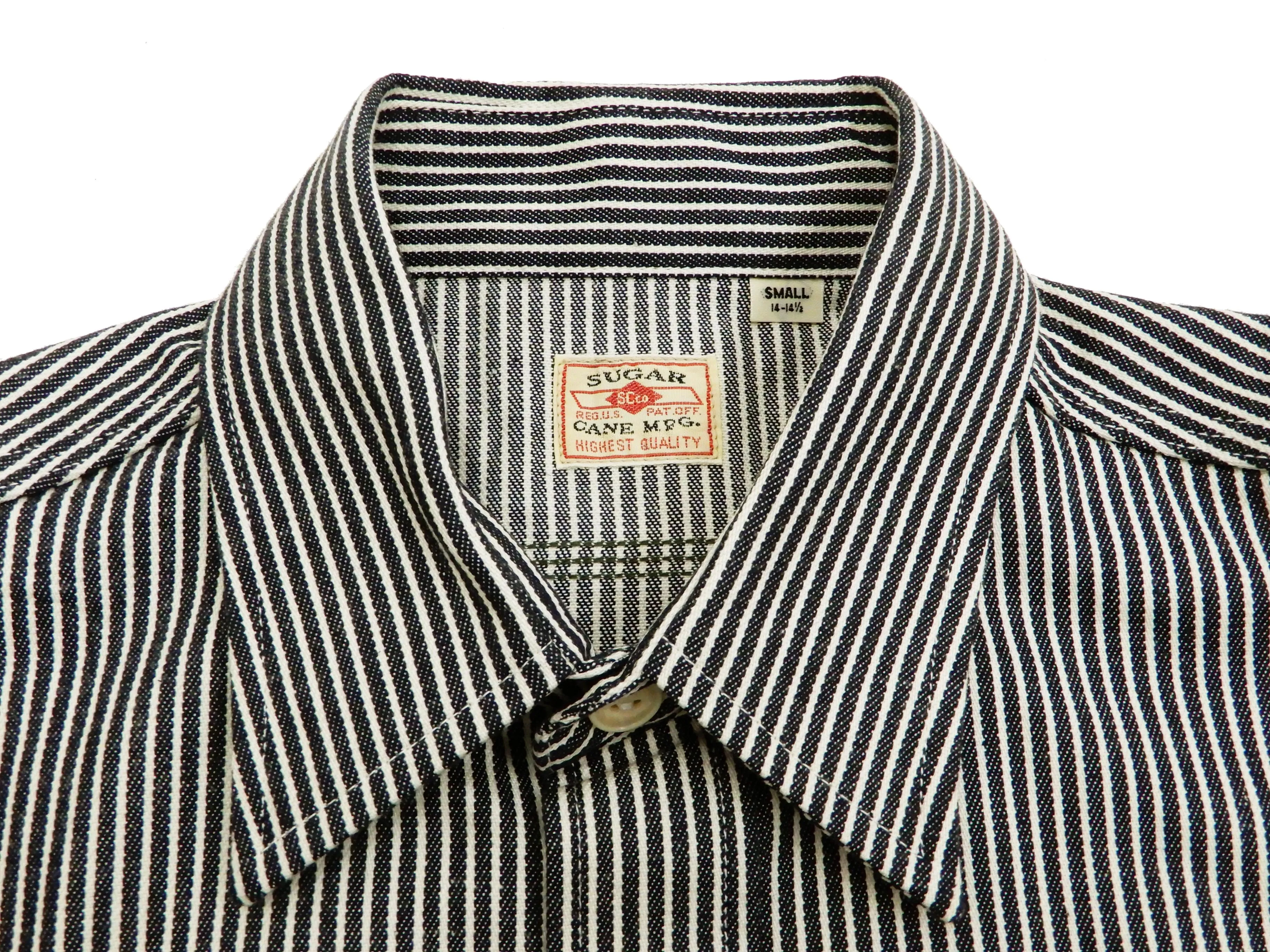 Sugar Cane Hickory Stripe Work Shirt Men's Casual Long Sleeve Button Up Shirt SC27853 Black